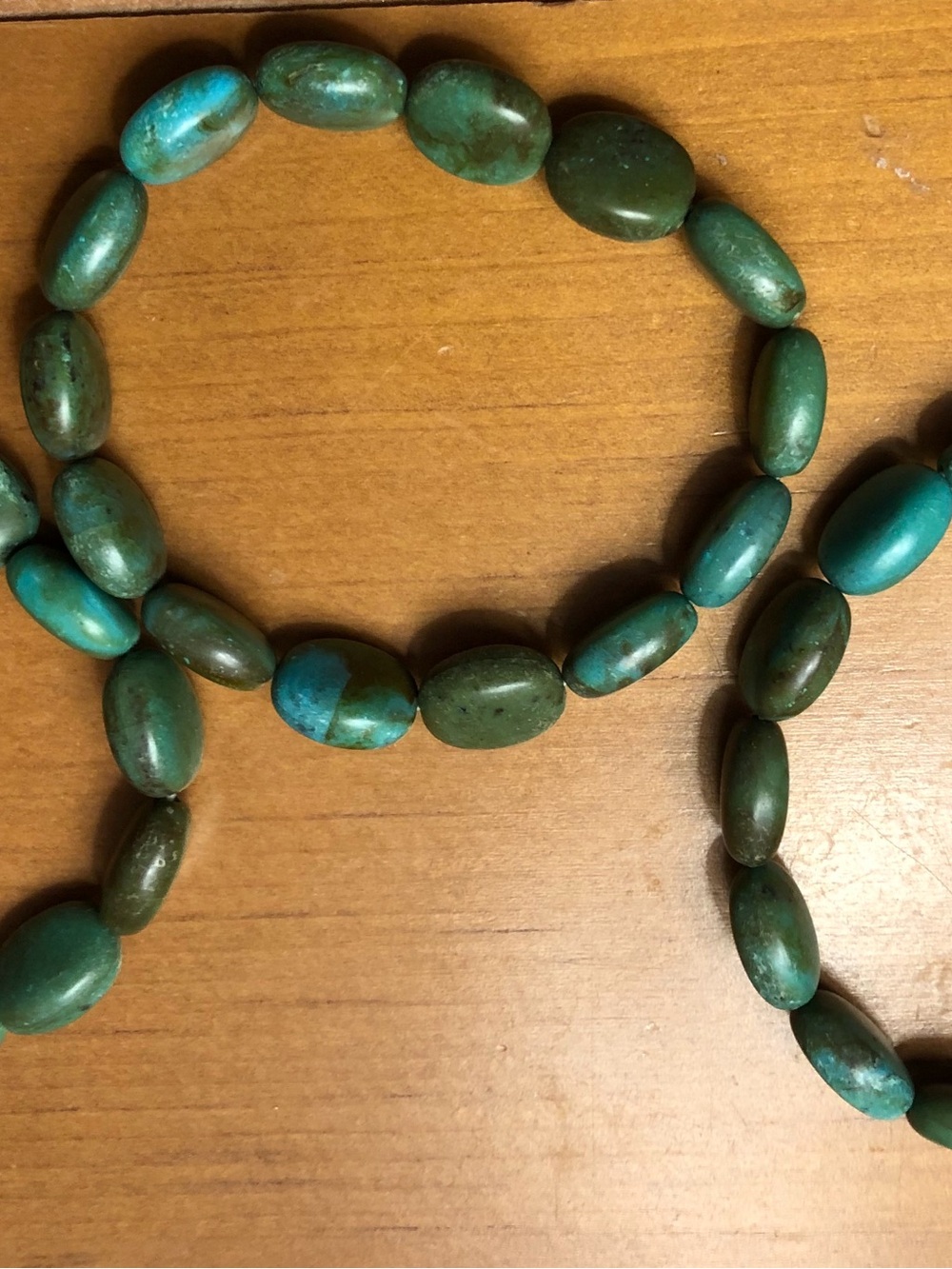 Turquoise Bead Stretch Bracelet - Green Blue Stone Beads - Picture 3 of 3